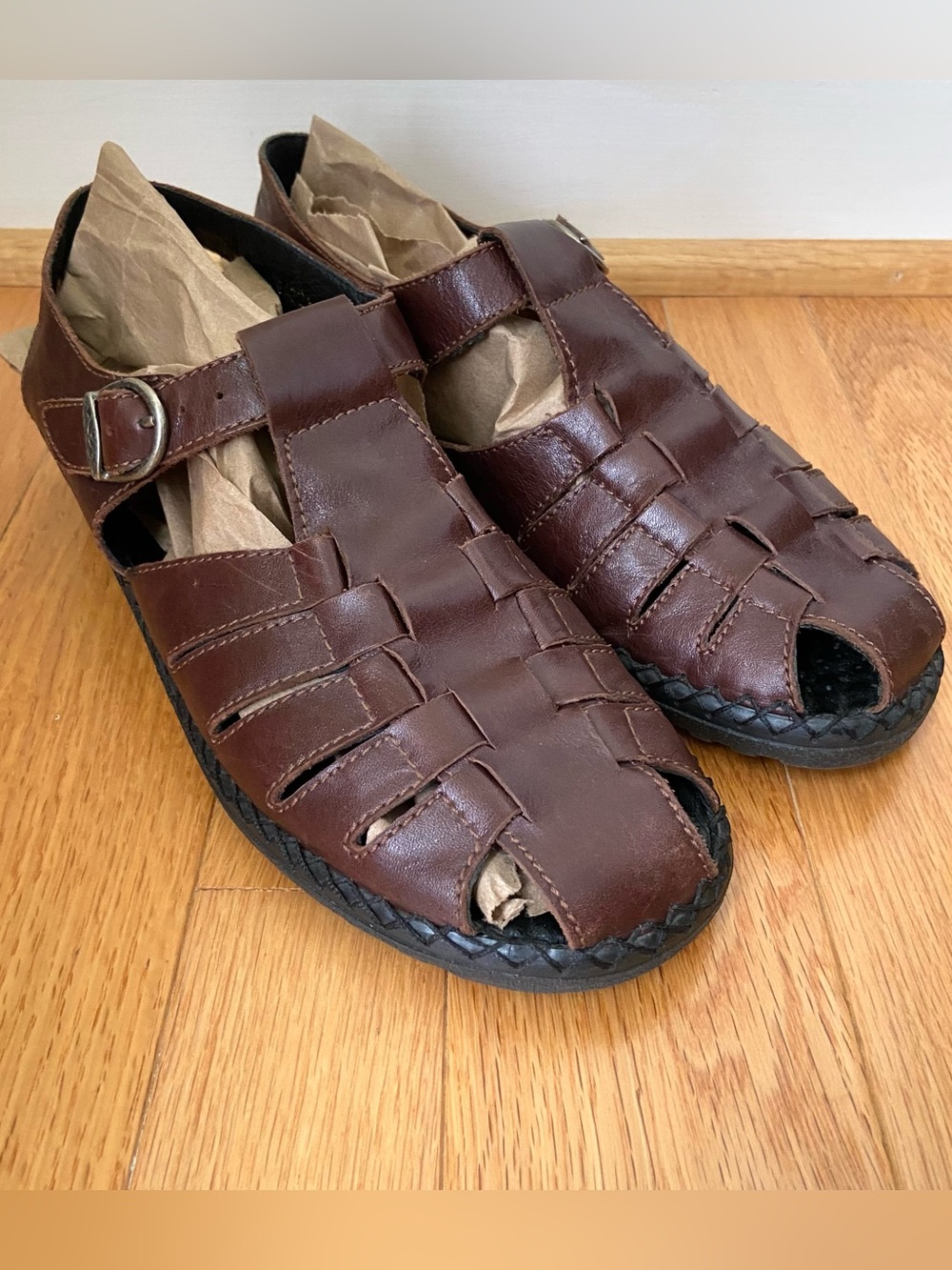 Josef Seibel Brown Leather Fisherman Sandals Womens Size 39/8.5 Coastal Rugged - Picture 6 of 12